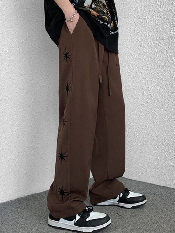 EMMIOL Men's Astral Star Embroidered Loose Sweatpants