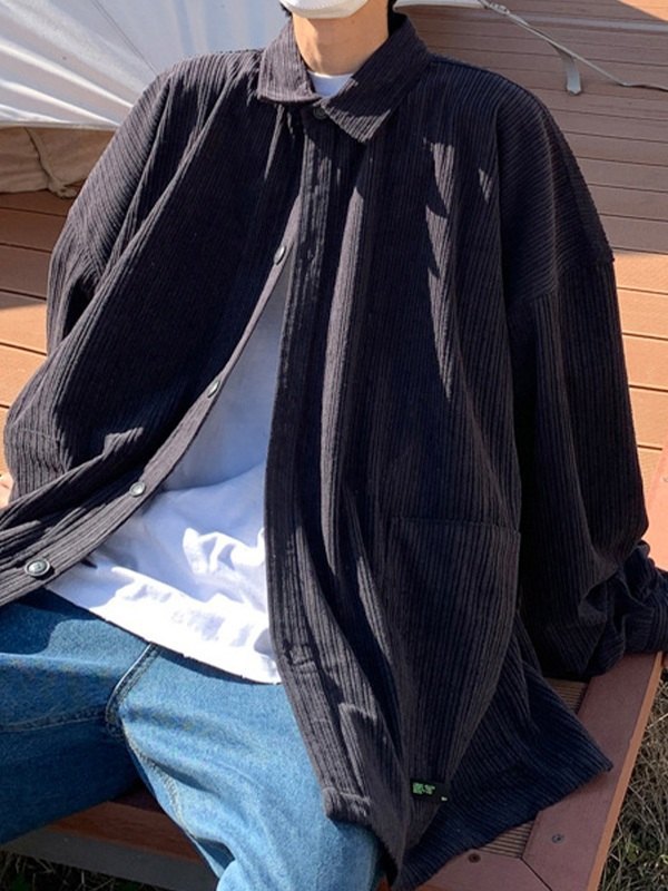 Herren Winterjacke Blouson - Cordstoff Mit Streifen-Revers