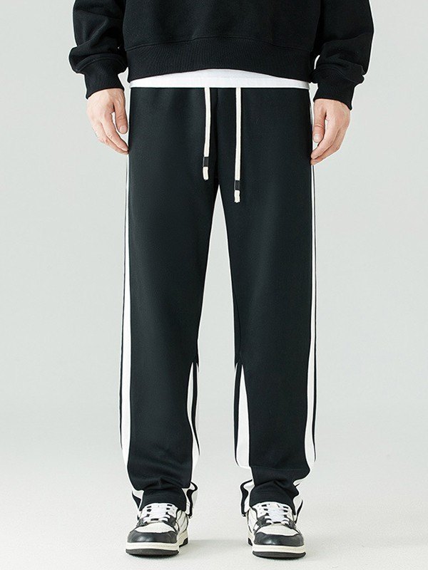 Emmiol Free shipping 2023 Men's Zip Fly Side Stripe Casual Sweatpants
