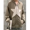 EMMIOL Zip Up Star Patch Hoodie