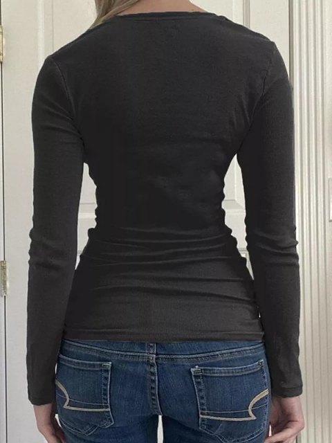 Ruched Plunge Mesh Long Sleeves Blouse