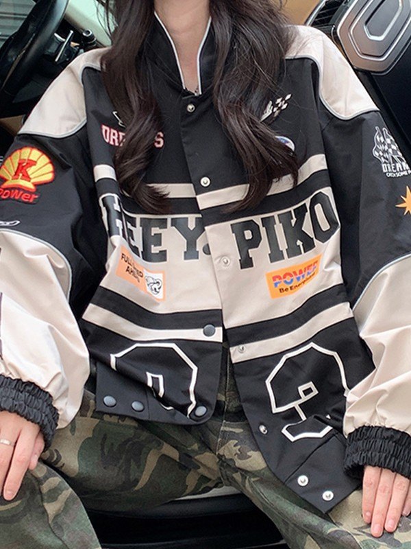 EMMIOL Logo Graphic Vintage Moto Varsity Jacket