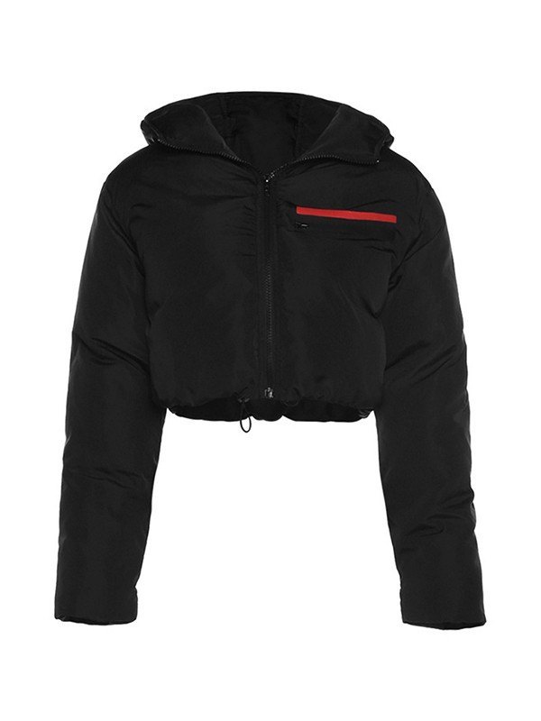 EMMIOL Chaqueta acolchada corta con capucha negra