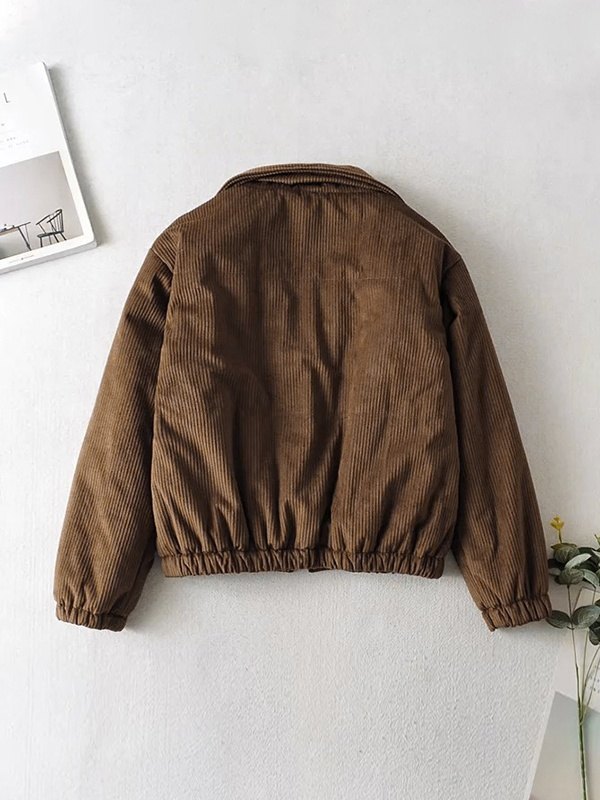 EMMIOL Chaqueta acolchada de pana con cremallera