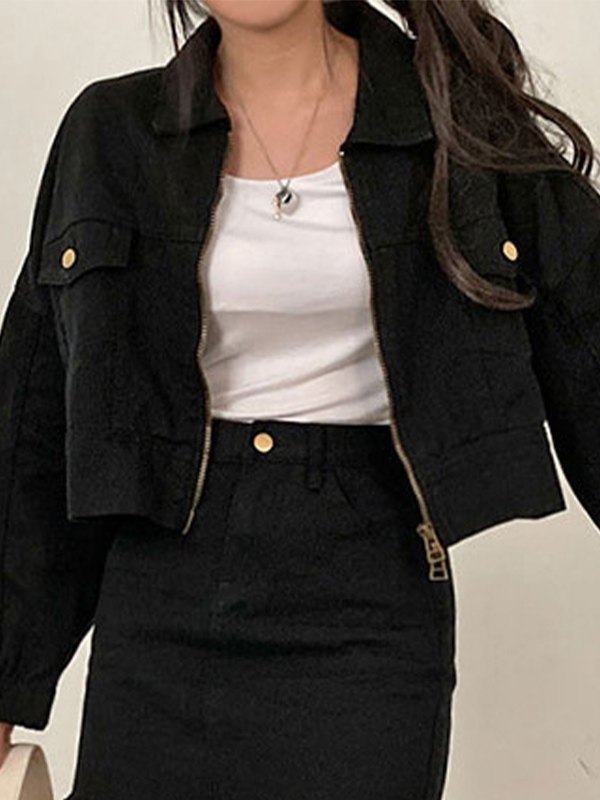 EMMIOL Chaqueta vaquera corta negra