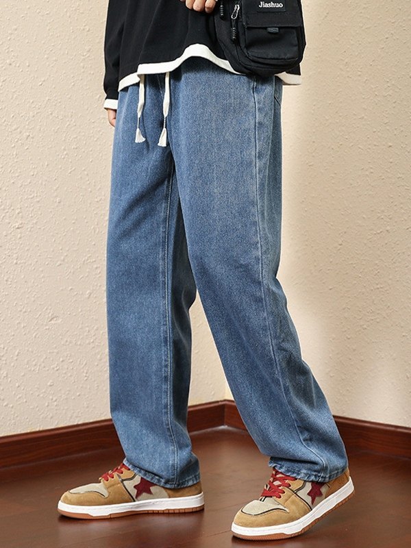 EMMIOL Jeans larghi con lavaggio semplice da uomo