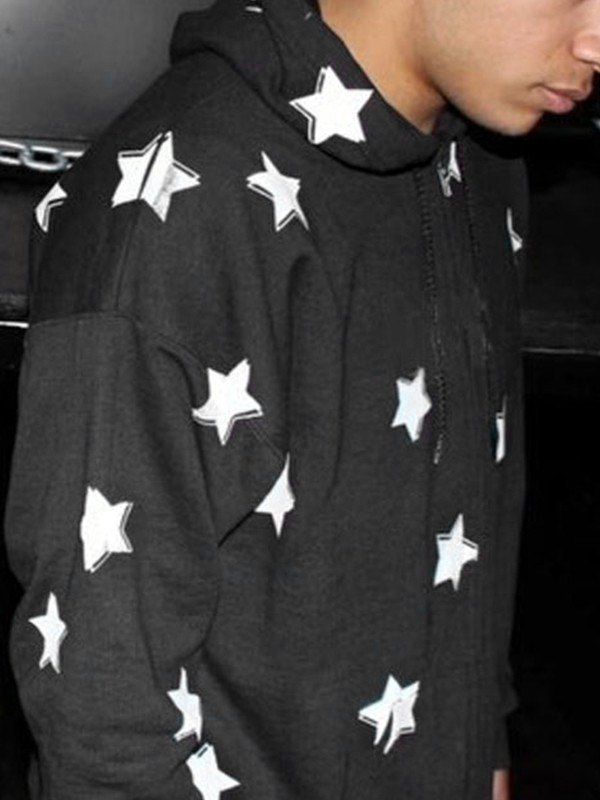 EMMIOL Men's Embroidered Star Zip Up Hoodie