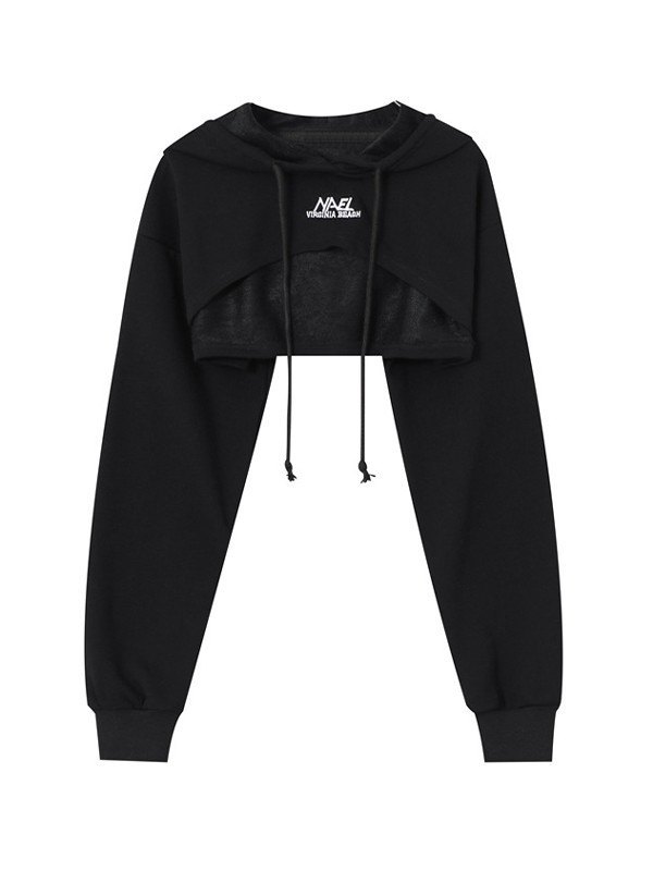 EMMIOL Logo Embroidered Shrug Hoodie