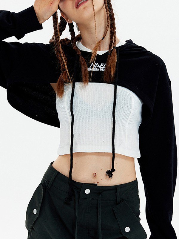 EMMIOL Logo Embroidered Shrug Hoodie