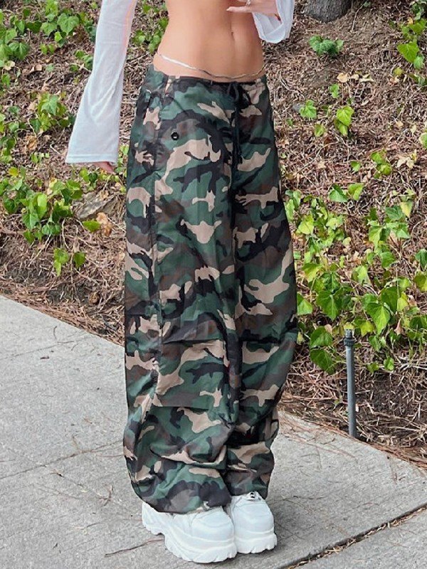EMMIOL Camo Print Straight Leg Cargo Pants