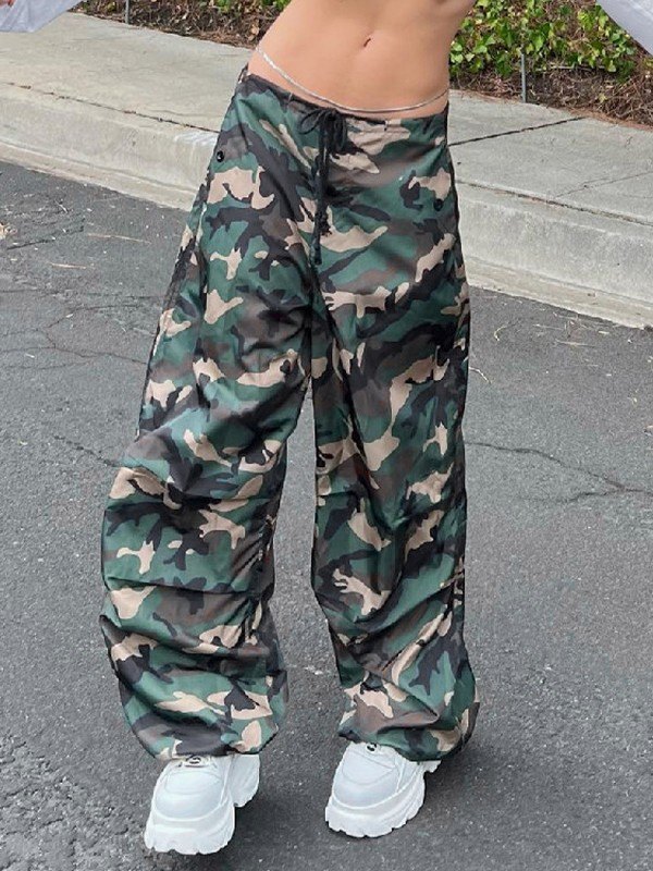 EMMIOL Camo Print Straight Leg Cargo Pants