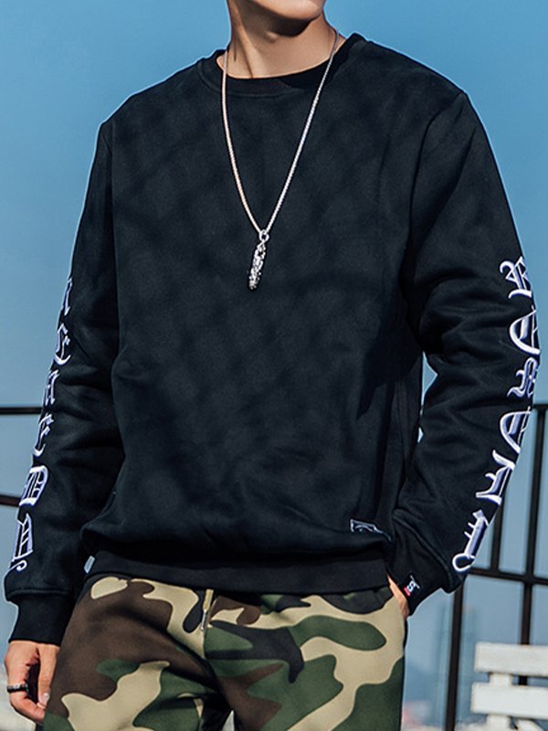 EMMIOL Men's Letter Embroidered Pullover Sweatshirt