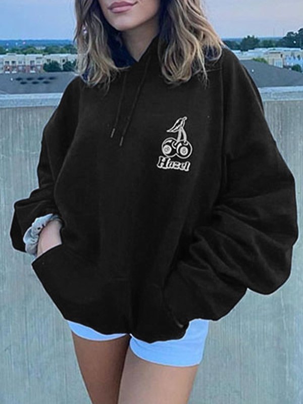 Emmiol Free shipping 2024 Cherry Logo Graphic Pullover Black Hoodie