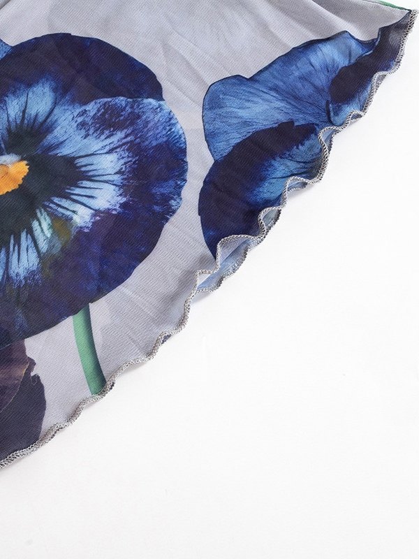 EMMIOL Blusa de malla floral con hombros descubiertos y manga larga