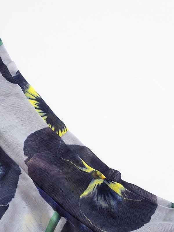 EMMIOL Blusa de malla floral con hombros descubiertos y manga larga