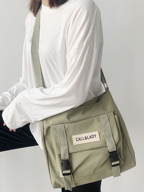 Emmiol Free shipping 2024 Buckle Strap Nylon Messenger Bag Green ONE