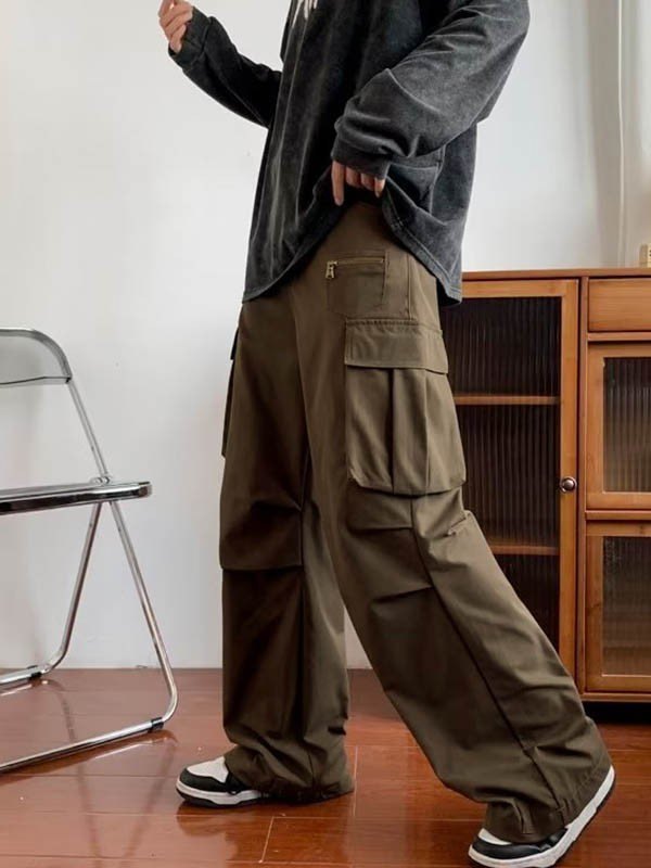Emmiol Free shipping 2024 Men's Ruched Vintage Straight Leg Cargo Pants