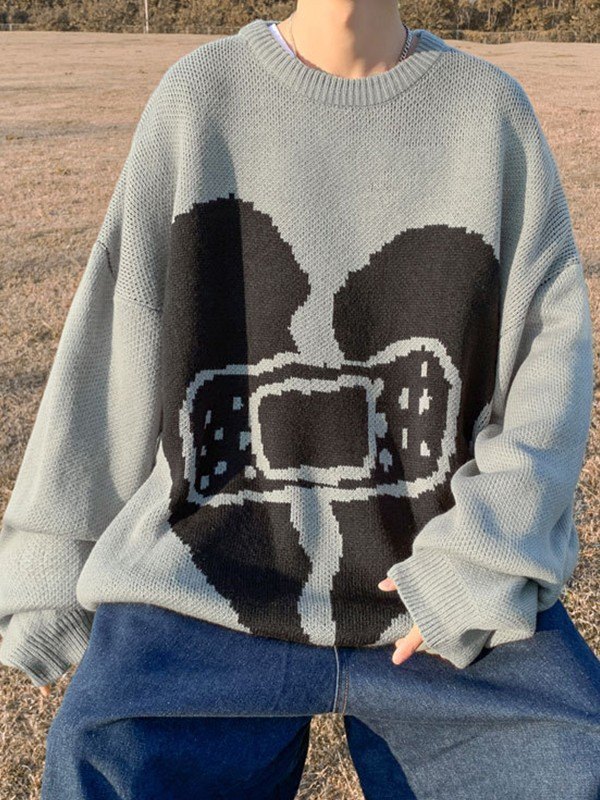 EMMIOL Men's Heart Jacquard Pullover Sweater