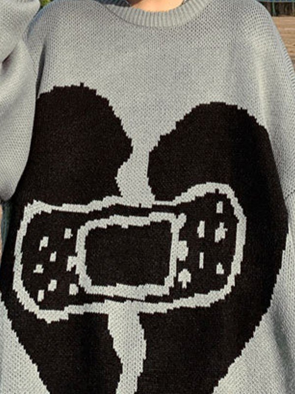 EMMIOL Men's Heart Jacquard Pullover Sweater