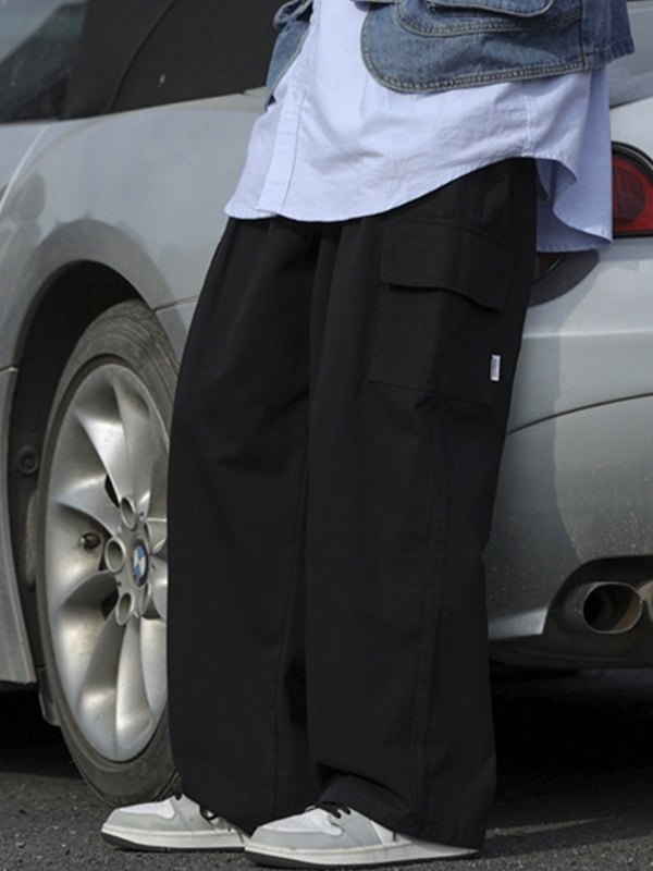 Emmiol Free shipping 2023 Men's Cotton Skate Cargo Pants Black XL in