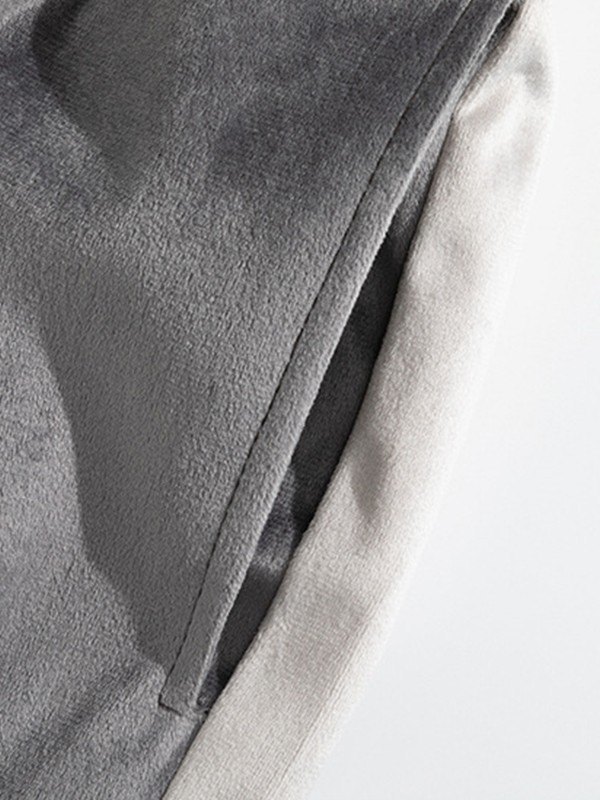 EMMIOL Pantalones de chándal informales de terciopelo con retazos y abertura para hombre