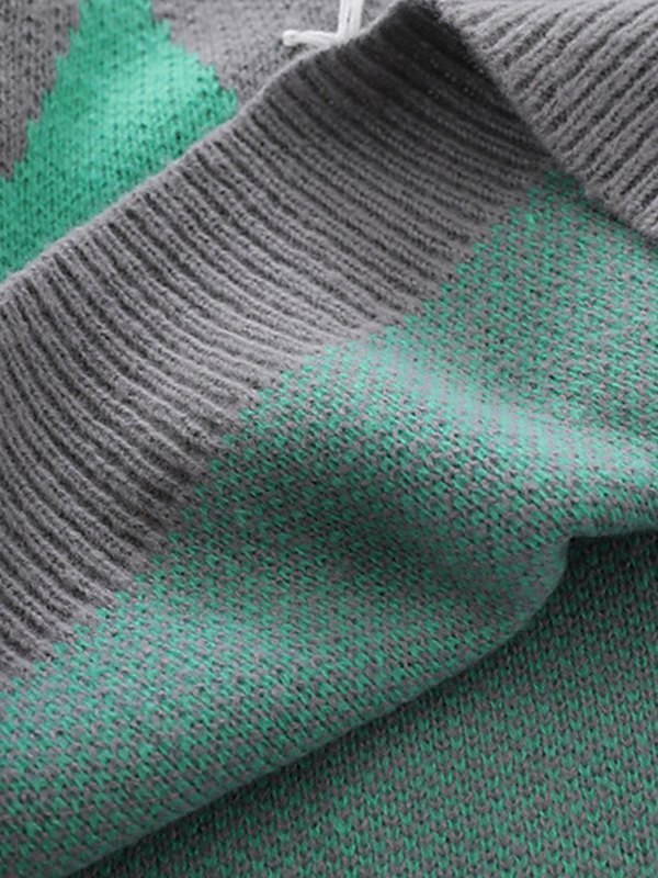 EMMIOL Jacquard-Pullover mit Fransen für Herren