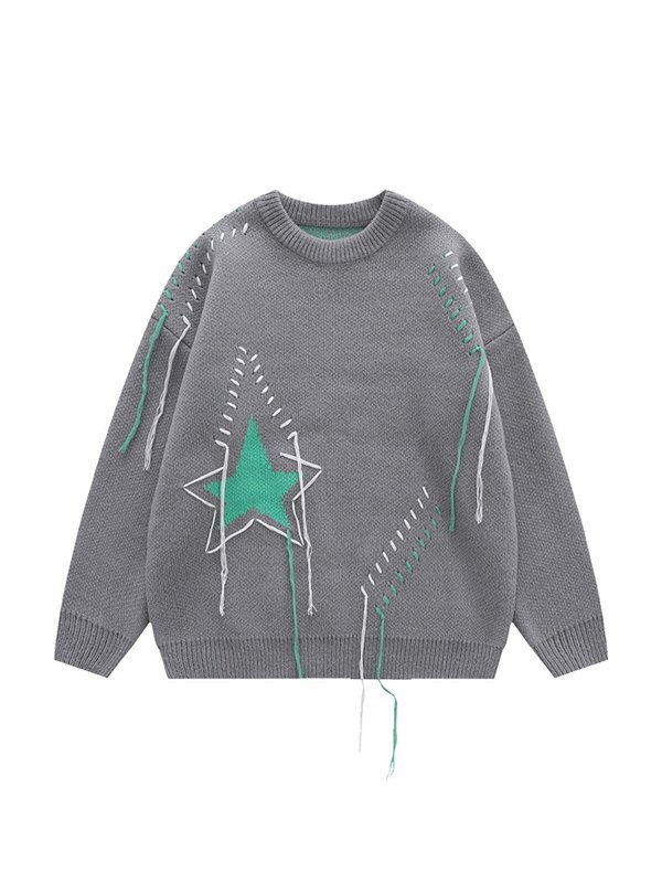EMMIOL Jacquard-Pullover mit Fransen für Herren
