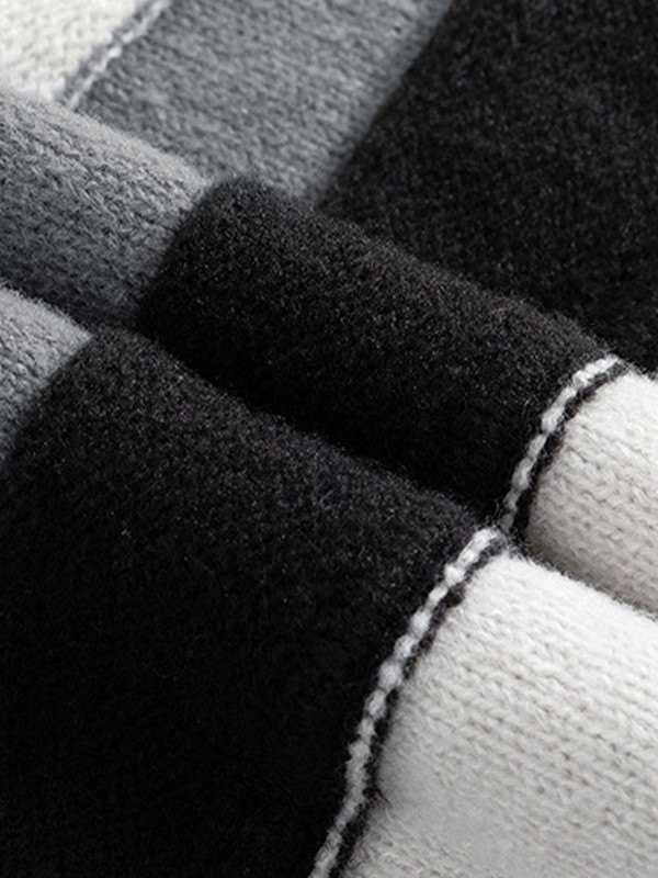 EMMIOL Men's Color Block Striped Knit Sweater