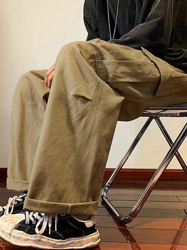 Emmiol Free shipping 2023 Men's Pocket Patch Skate Cargo Pants Khaki XL