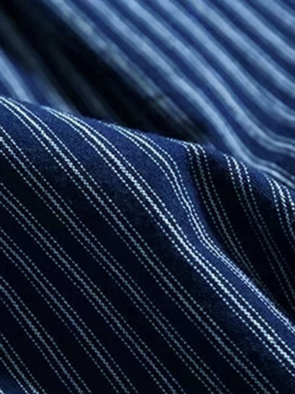 EMMIOL Langärmliges Vintage-Nadelstreifen-Hemd für Herren