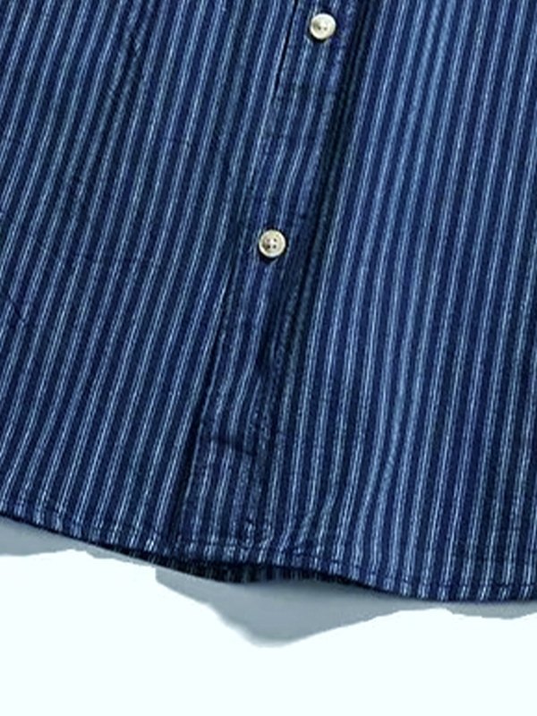 EMMIOL Langärmliges Vintage-Nadelstreifen-Hemd für Herren