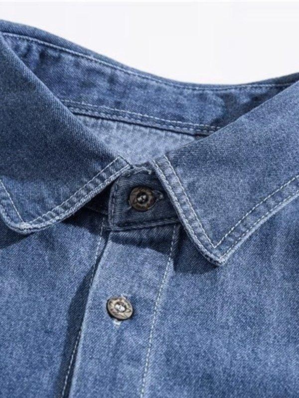 EMMIOL Camisa vaquera de manga larga con botones para hombre