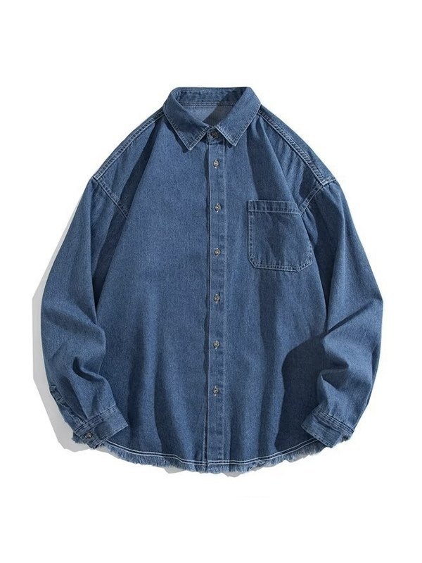 EMMIOL Camisa vaquera de manga larga con botones para hombre