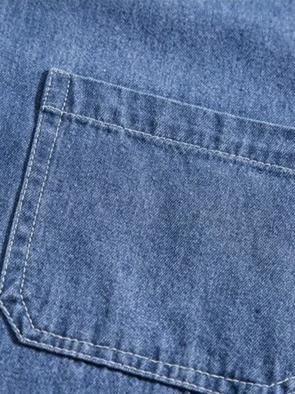 EMMIOL Camisa vaquera de manga larga con botones para hombre