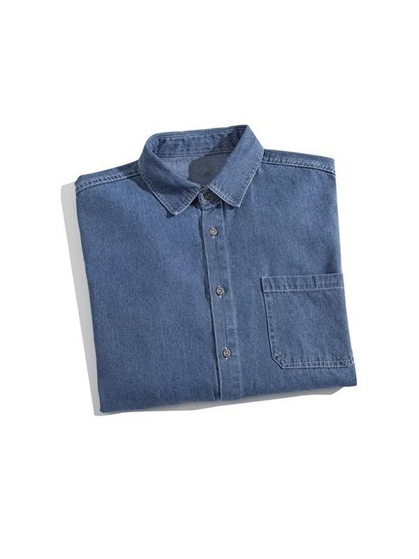 EMMIOL Camisa vaquera de manga larga con botones para hombre