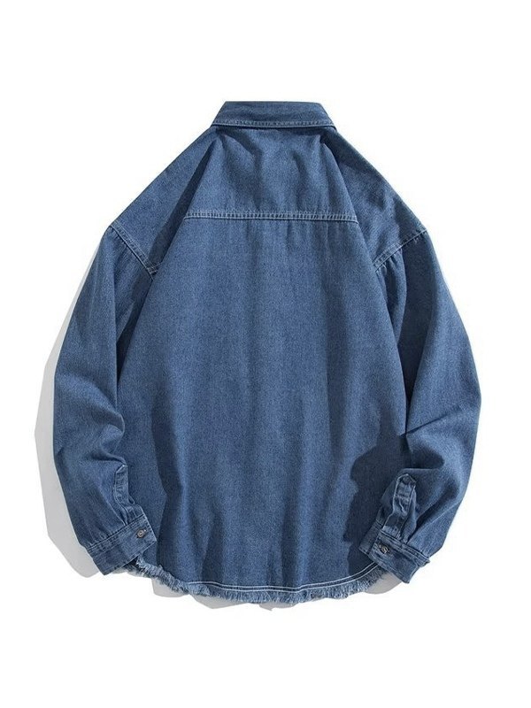 EMMIOL Camisa vaquera de manga larga con botones para hombre