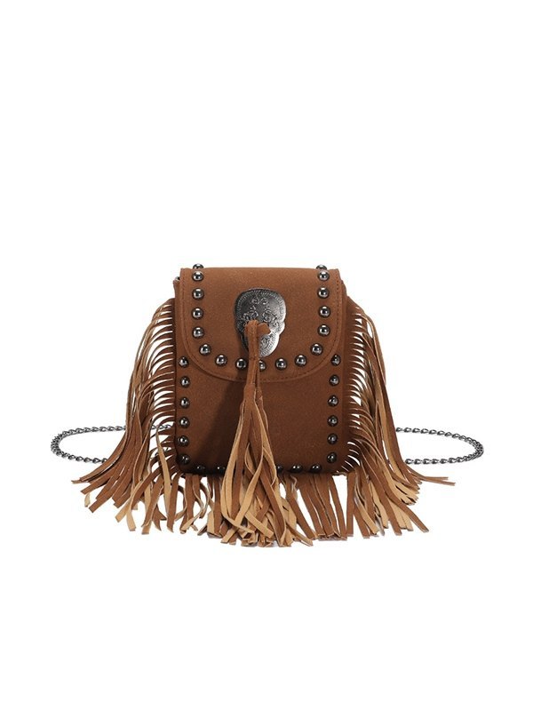 EMMIOL Bolso de hombro con cadena y flecos adornados con remaches