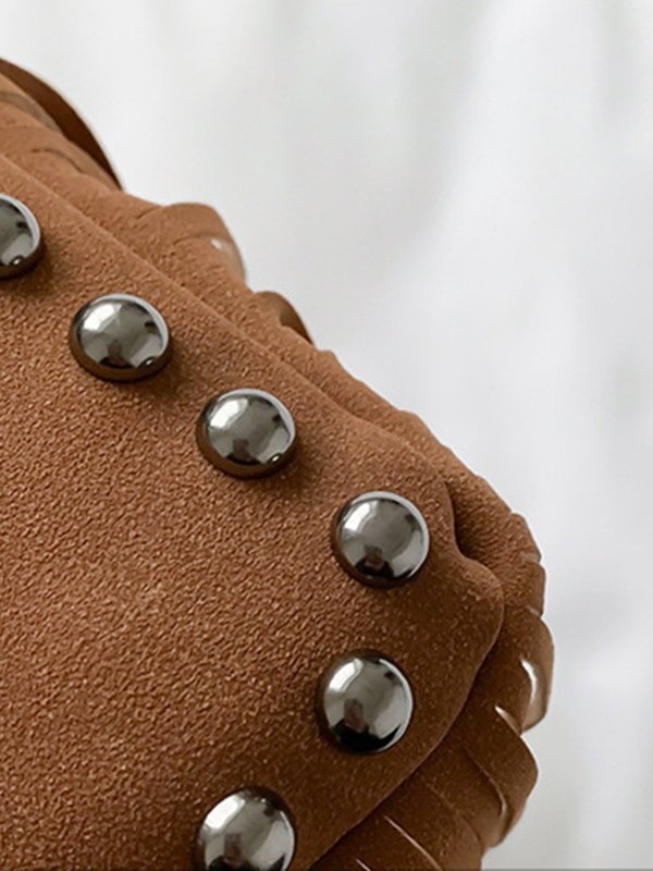 EMMIOL Bolso de hombro con cadena y flecos adornados con remaches