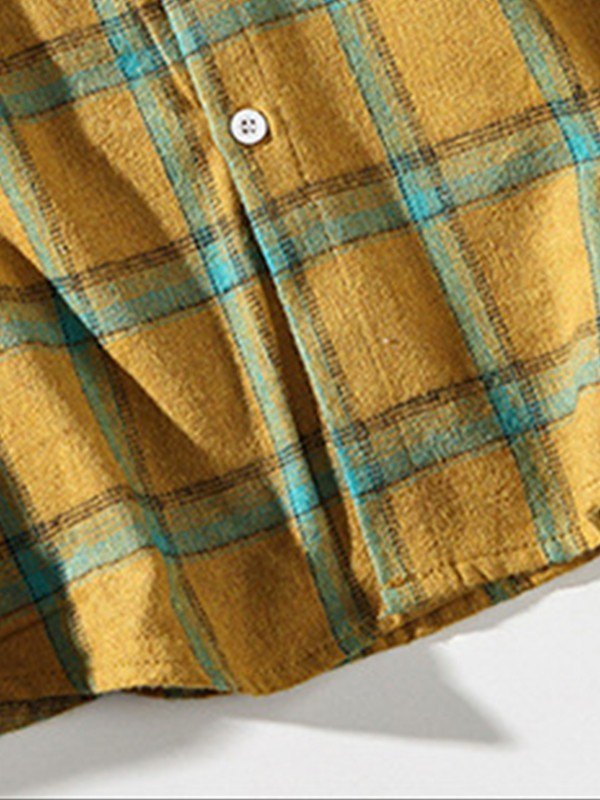 EMMIOL Men's Vintage Checkered Long Sleeve Buttoned Shirt