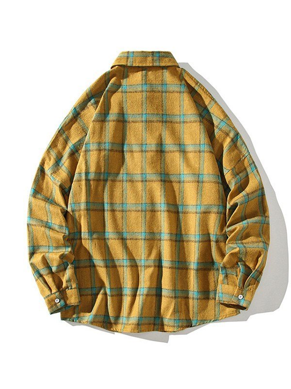 EMMIOL Men's Vintage Checkered Long Sleeve Buttoned Shirt