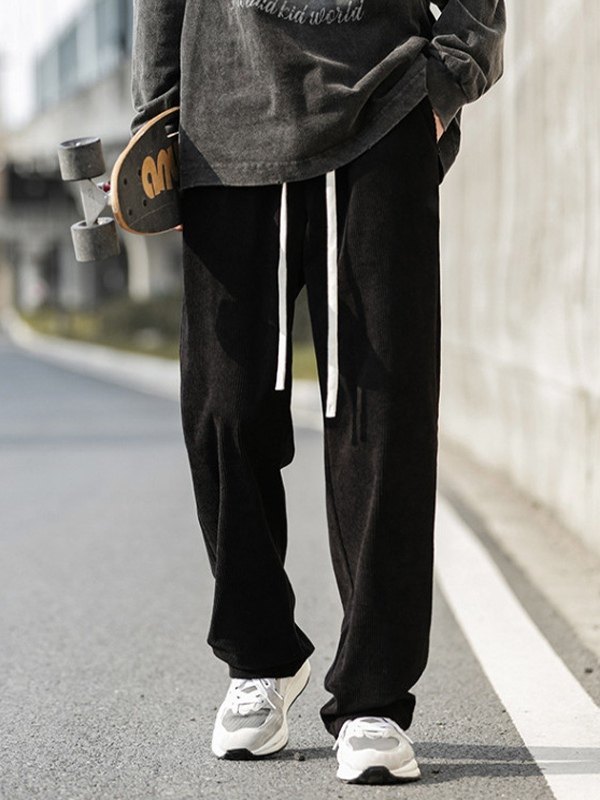 EMMIOL Men's Simple Corduroy Straight Leg Pants
