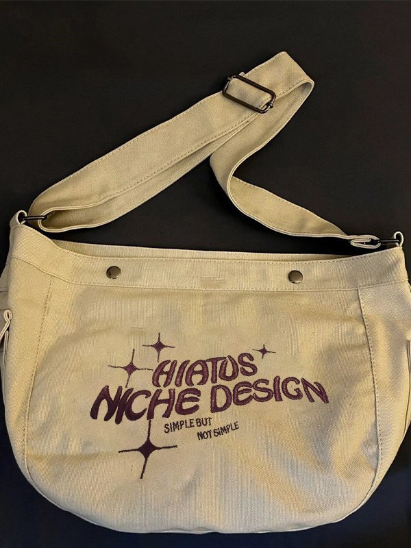 Emmiol Free shipping 2023 Embroidered Large Canvas Crossbody Bag Khaki ONE SIZE in Bags online