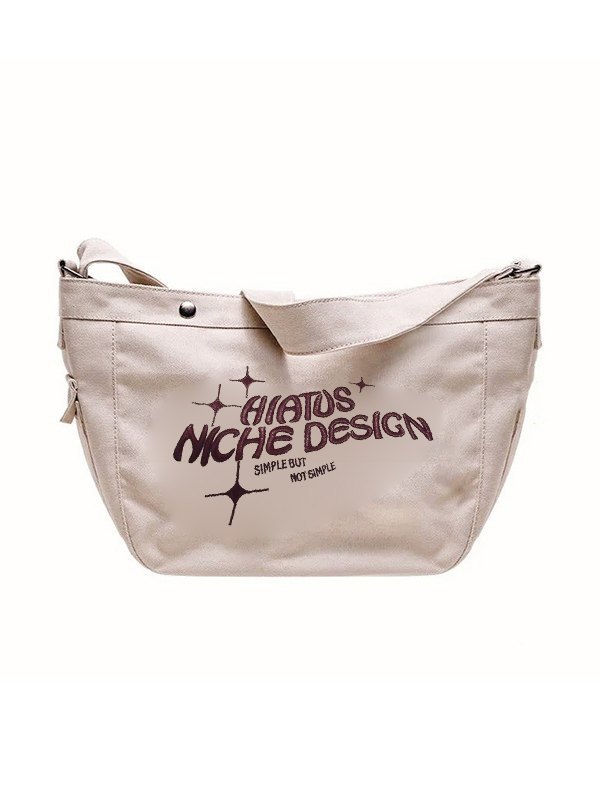 Emmiol Free shipping 2023 Embroidered Large Canvas Crossbody Bag Khaki ONE SIZE in Bags online