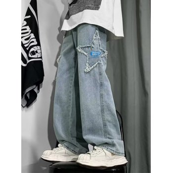 Emmiol Spedizione gratuita 2025 Jeans larghi da uomo ricamati con