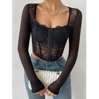 Mesh Long Sleeve Corset