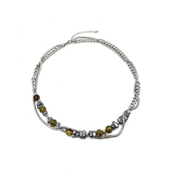 Stone Decor Layered Chain Necklace