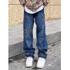 EMMIOL Men's Vintage Wash Embroidered Star Loose Jeans