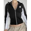 EMMIOL Contrast Star Print Zip Up Jacket