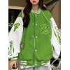 EMMIOL Letter Embroidery Oversized Varsity Jacket