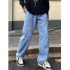 EMMIOL Jeans sueltos bordados con letras lavadas para hombre